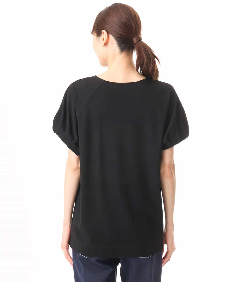 FKKID71130 MK MICHEL KLEIN(MK ミッシェルクラン) [UVカット/接触冷感/洗える]ギャザータックスリーブカットソー ブラック