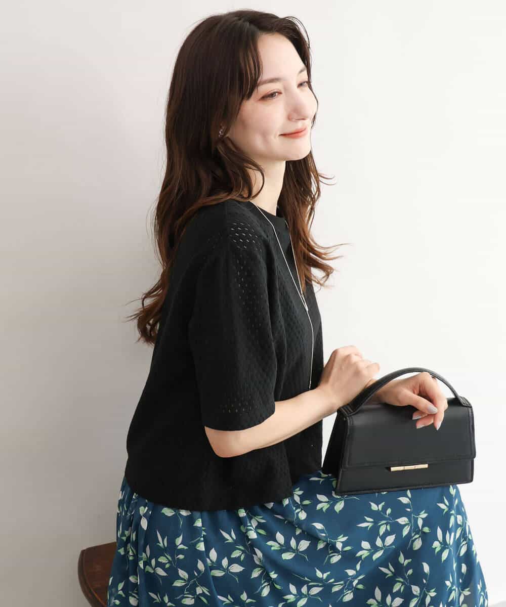 FKKID72110 MK MICHEL KLEIN(MK ミッシェルクラン) [洗える]ドット調アイレット レースTシャツ ホワイト