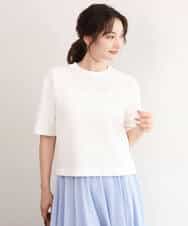 FKKID72110 MK MICHEL KLEIN(MK ミッシェルクラン) [洗える]ドット調アイレット レースTシャツ ホワイト