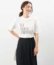 FKKIS19075 MK MICHEL KLEIN(MK ミッシェルクラン) モックネックロゴTシャツ/洗える ホワイト