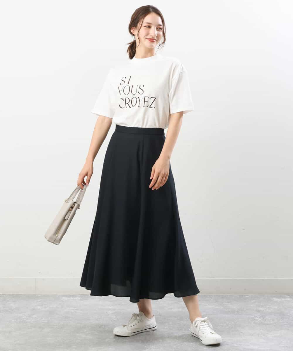 FKKIS19075 MK MICHEL KLEIN(MK ミッシェルクラン) モックネックロゴTシャツ/洗える ホワイト