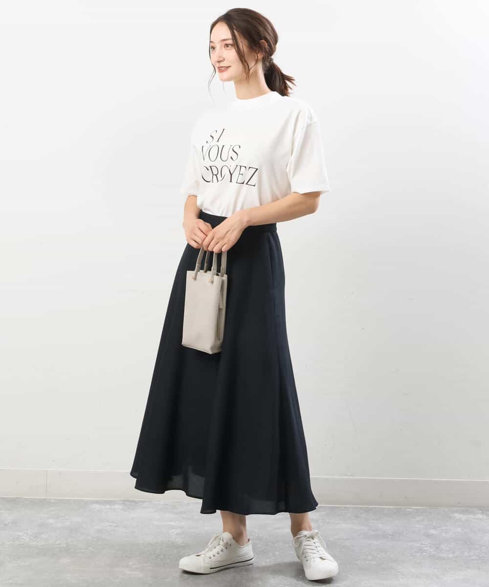 FKKIS19075 MK MICHEL KLEIN(MK ミッシェルクラン) モックネックロゴTシャツ/洗える ホワイト