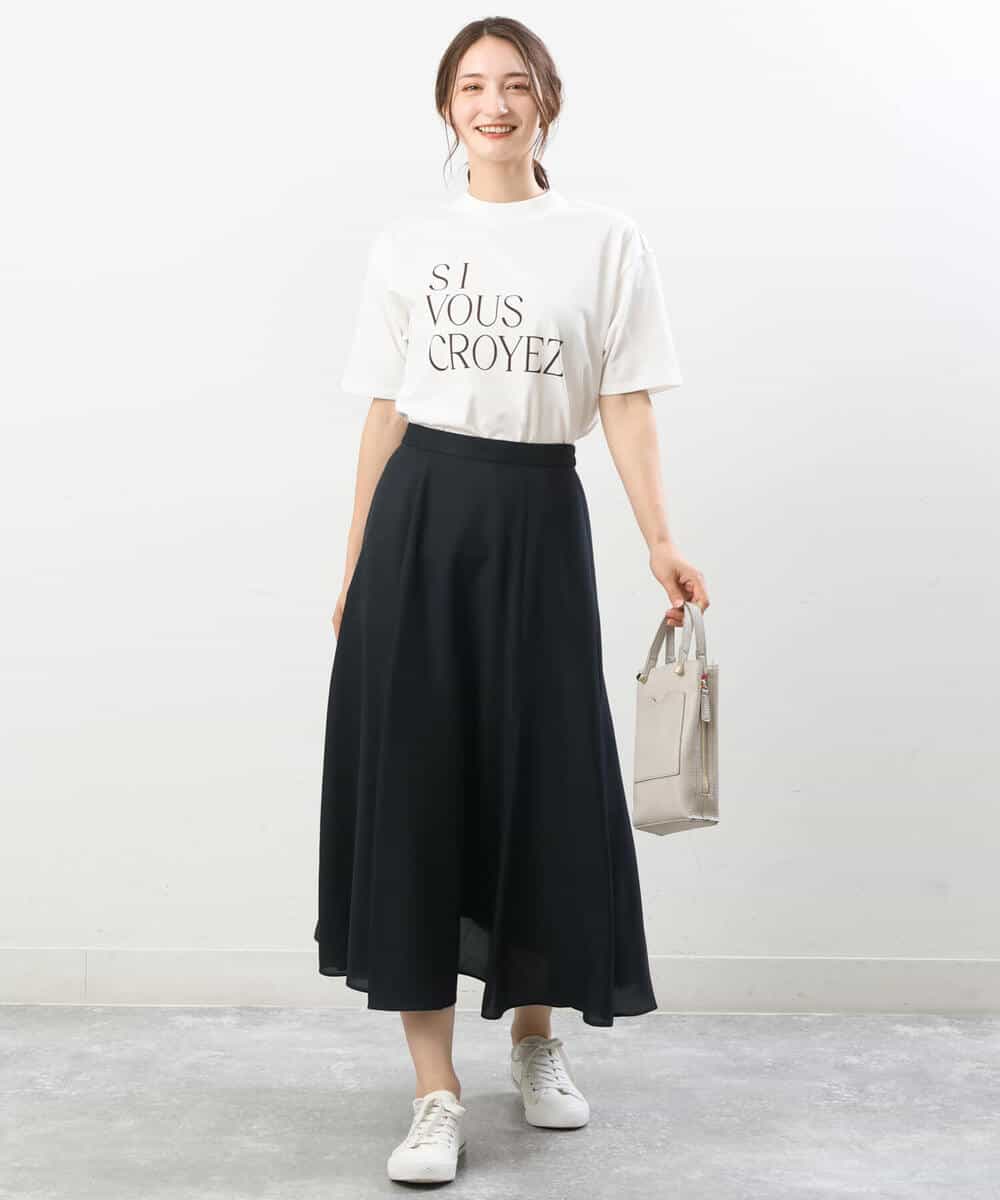 FKKIS19075 MK MICHEL KLEIN(MK ミッシェルクラン) モックネックロゴTシャツ/洗える ホワイト
