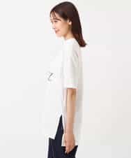 FKKIS19075 MK MICHEL KLEIN(MK ミッシェルクラン) モックネックロゴTシャツ/洗える ホワイト