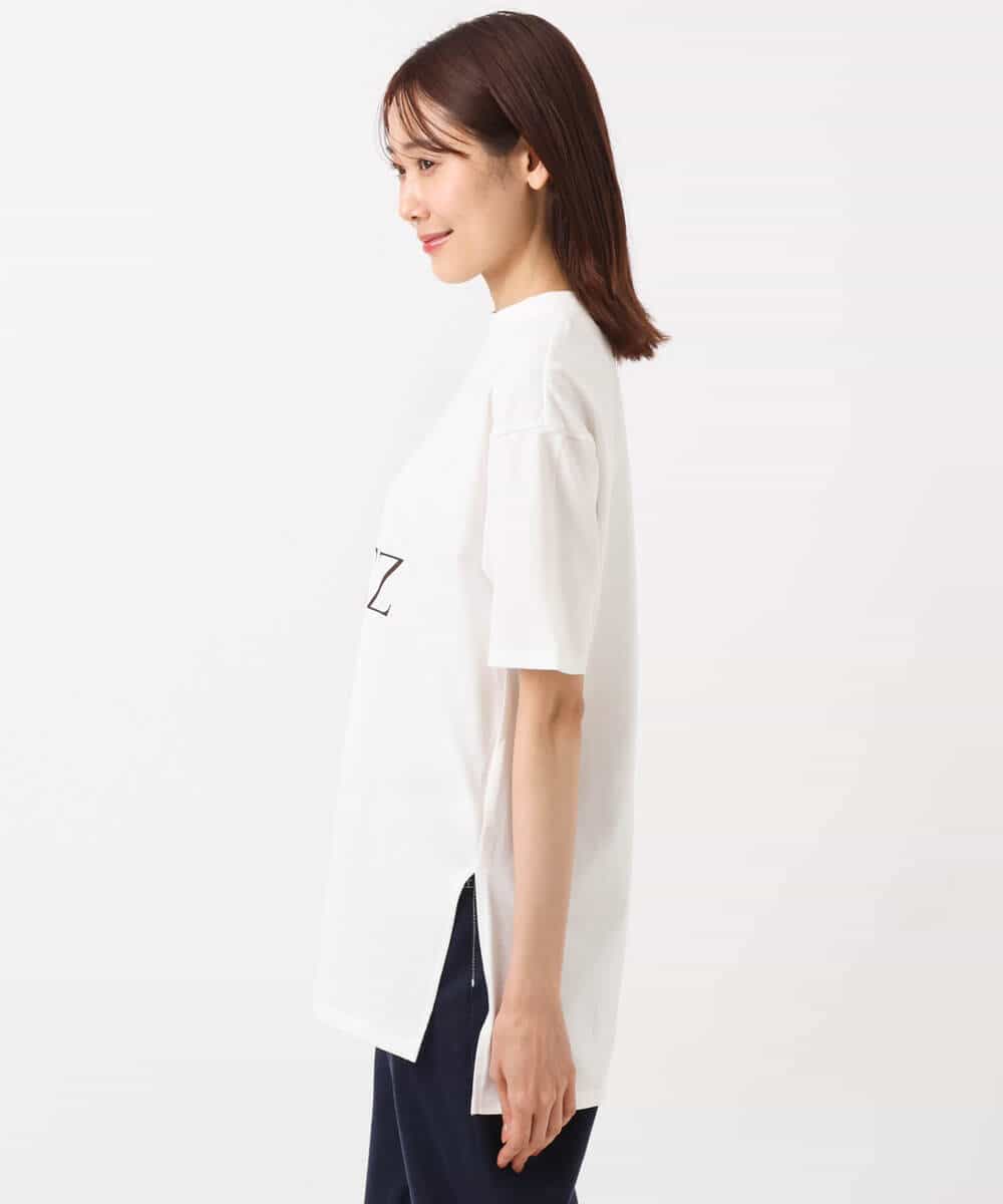 FKKIS19075 MK MICHEL KLEIN(MK ミッシェルクラン) モックネックロゴTシャツ/洗える ホワイト