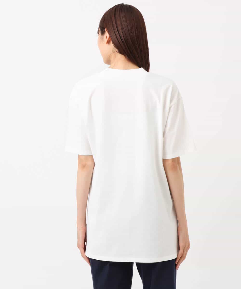 FKKIS19075 MK MICHEL KLEIN(MK ミッシェルクラン) モックネックロゴTシャツ/洗える ホワイト
