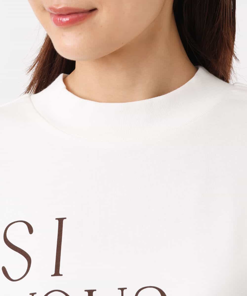 FKKIS19075 MK MICHEL KLEIN(MK ミッシェルクラン) モックネックロゴTシャツ/洗える ホワイト