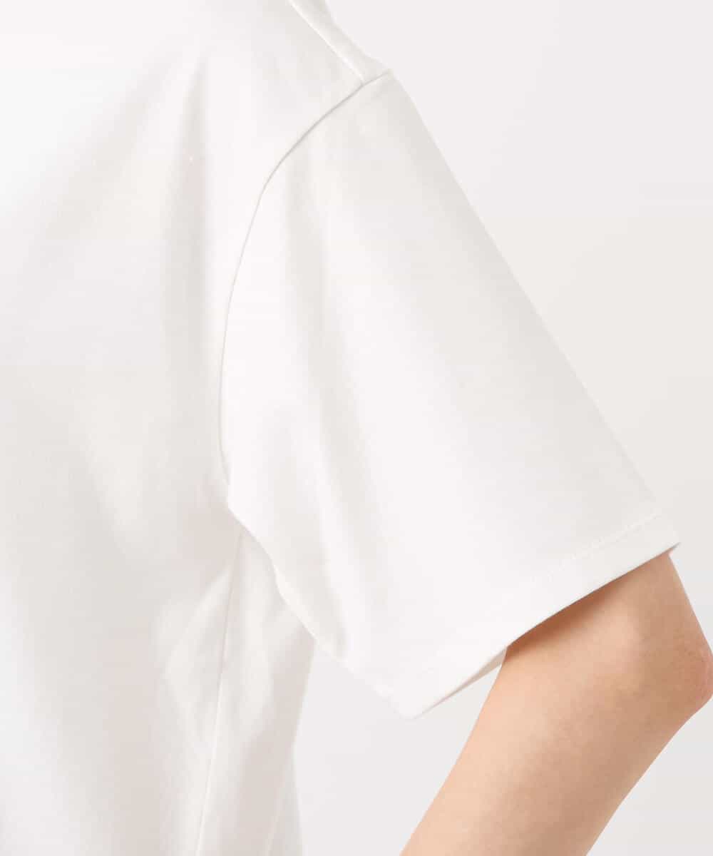 FKKIS19075 MK MICHEL KLEIN(MK ミッシェルクラン) モックネックロゴTシャツ/洗える ホワイト