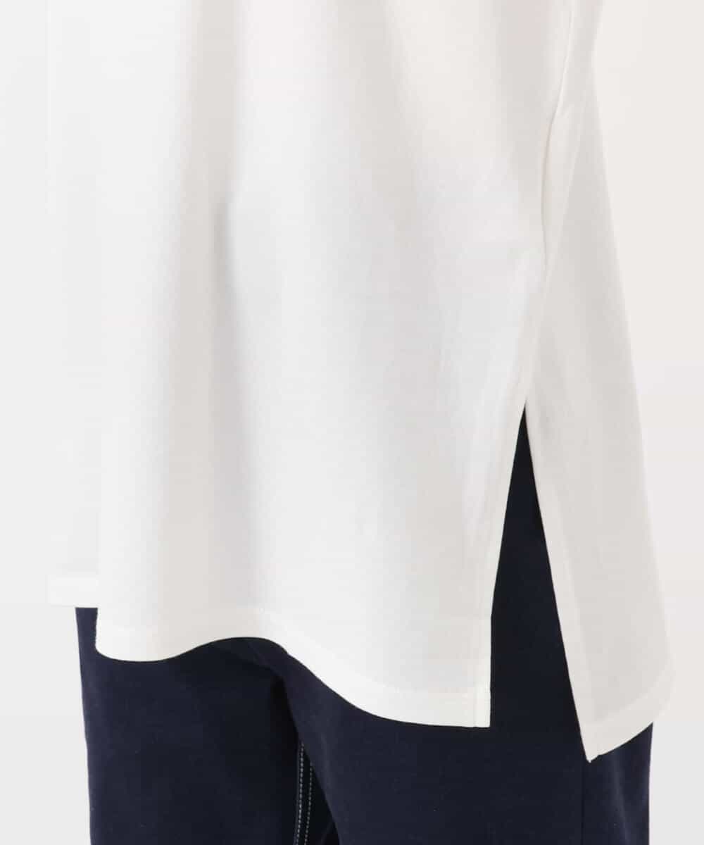 FKKIS19075 MK MICHEL KLEIN(MK ミッシェルクラン) モックネックロゴTシャツ/洗える ホワイト