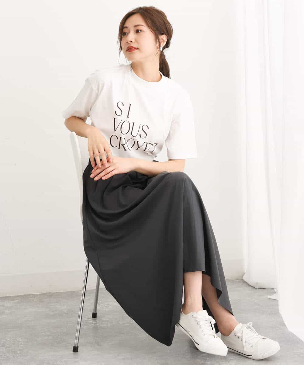 FKKIS19075 MK MICHEL KLEIN(MK ミッシェルクラン) モックネックロゴTシャツ/洗える ホワイト