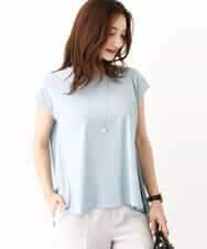 FKKIV72110 MK MICHEL KLEIN(MK ミッシェルクラン) ジャージーラメTシャツ/洗える ライトブルー
