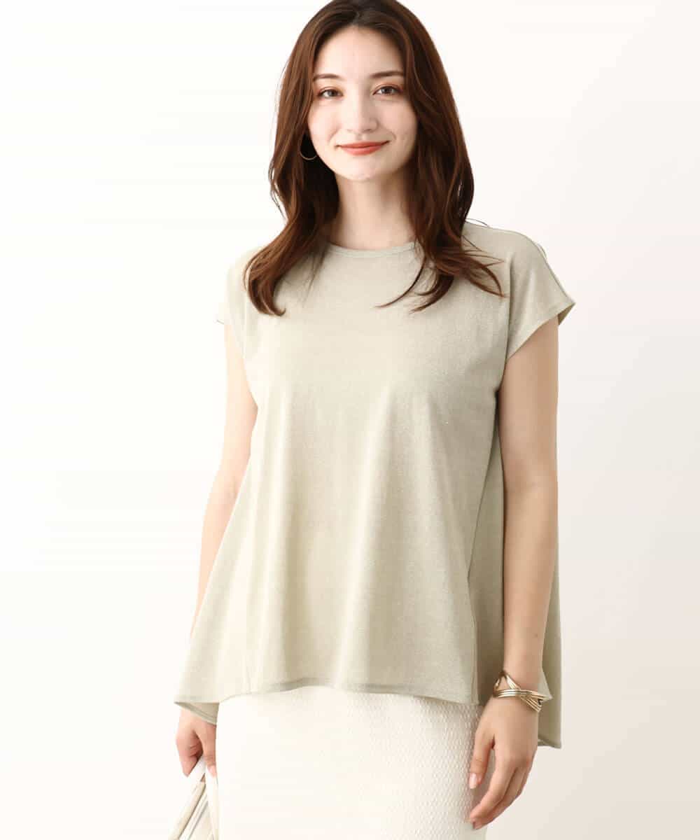 FKKIV72110 MK MICHEL KLEIN(MK ミッシェルクラン) ジャージーラメTシャツ/洗える ライトブルー