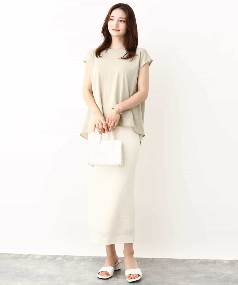 FKKIV72110 MK MICHEL KLEIN(MK ミッシェルクラン) ジャージーラメTシャツ/洗える ライトブルー