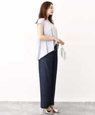 FKKIV72110 MK MICHEL KLEIN(MK ミッシェルクラン) ジャージーラメTシャツ/洗える ライトブルー