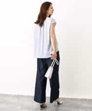 FKKIV72110 MK MICHEL KLEIN(MK ミッシェルクラン) ジャージーラメTシャツ/洗える ライトブルー