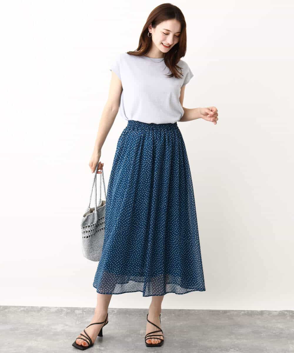 FKKIV72110 MK MICHEL KLEIN(MK ミッシェルクラン) ジャージーラメTシャツ/洗える ライトブルー