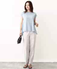 FKKIV72110 MK MICHEL KLEIN(MK ミッシェルクラン) ジャージーラメTシャツ/洗える ライトブルー