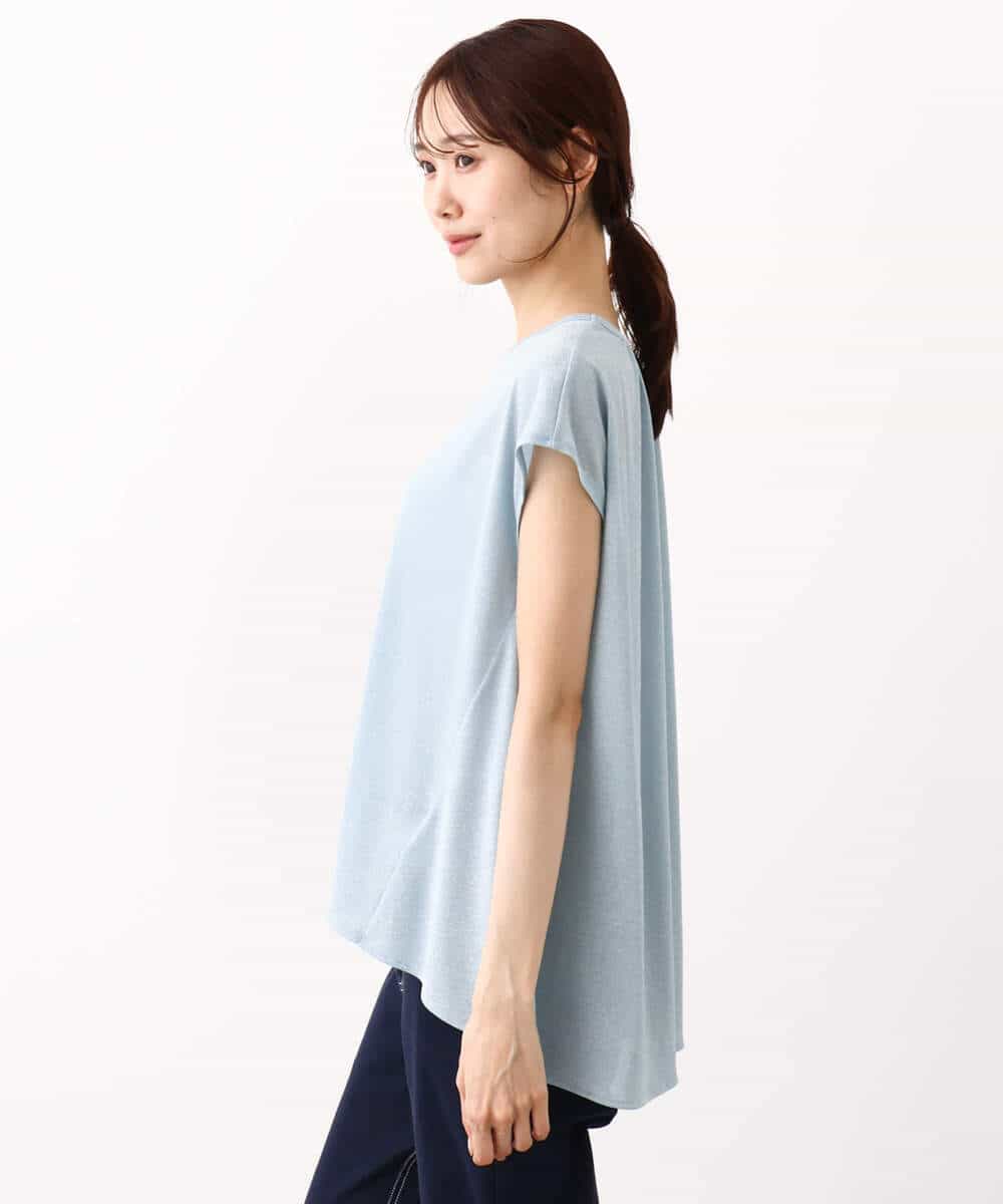 FKKIV72110 MK MICHEL KLEIN(MK ミッシェルクラン) ジャージーラメTシャツ/洗える ライトブルー