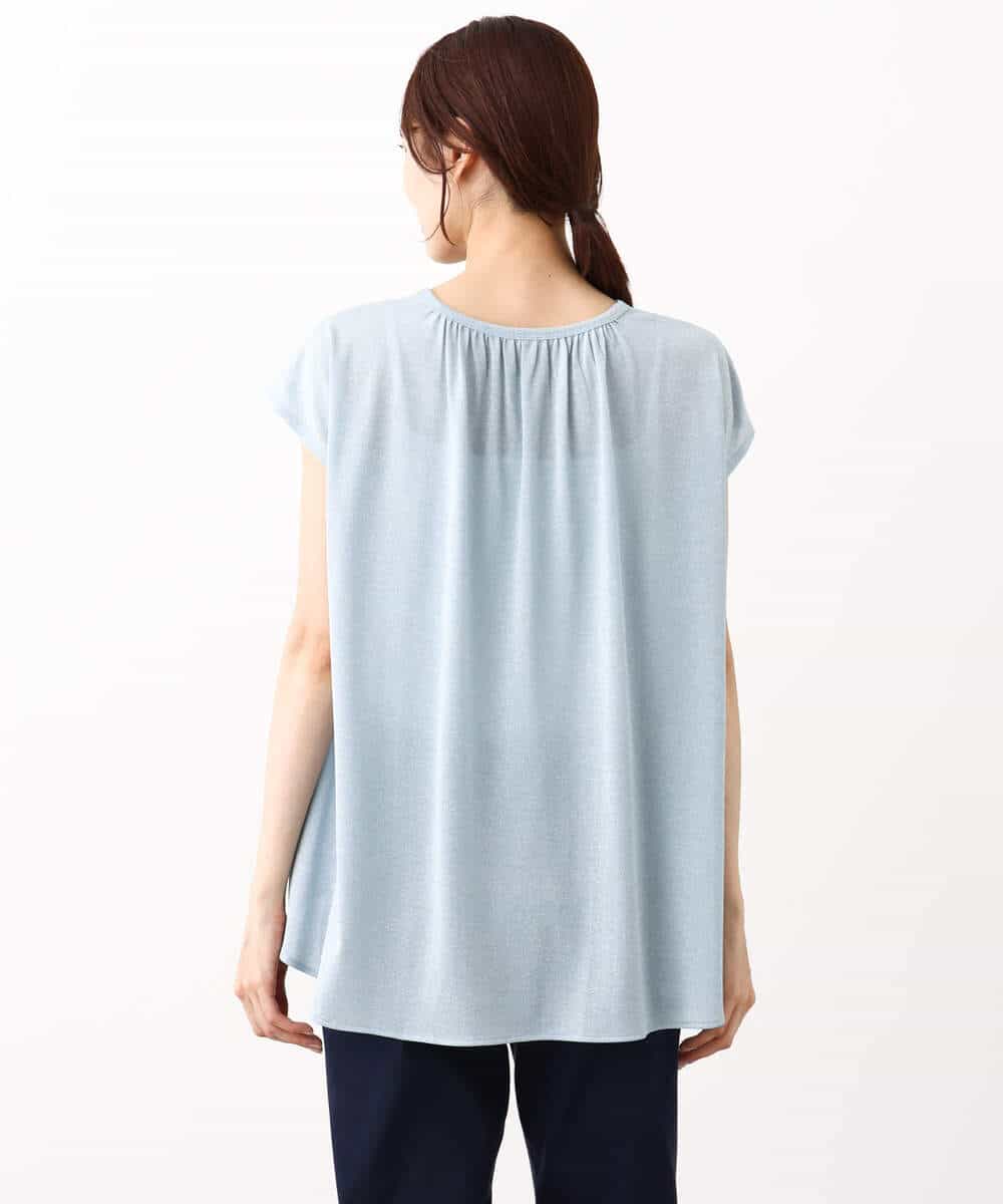 FKKIV72110 MK MICHEL KLEIN(MK ミッシェルクラン) ジャージーラメTシャツ/洗える ライトブルー