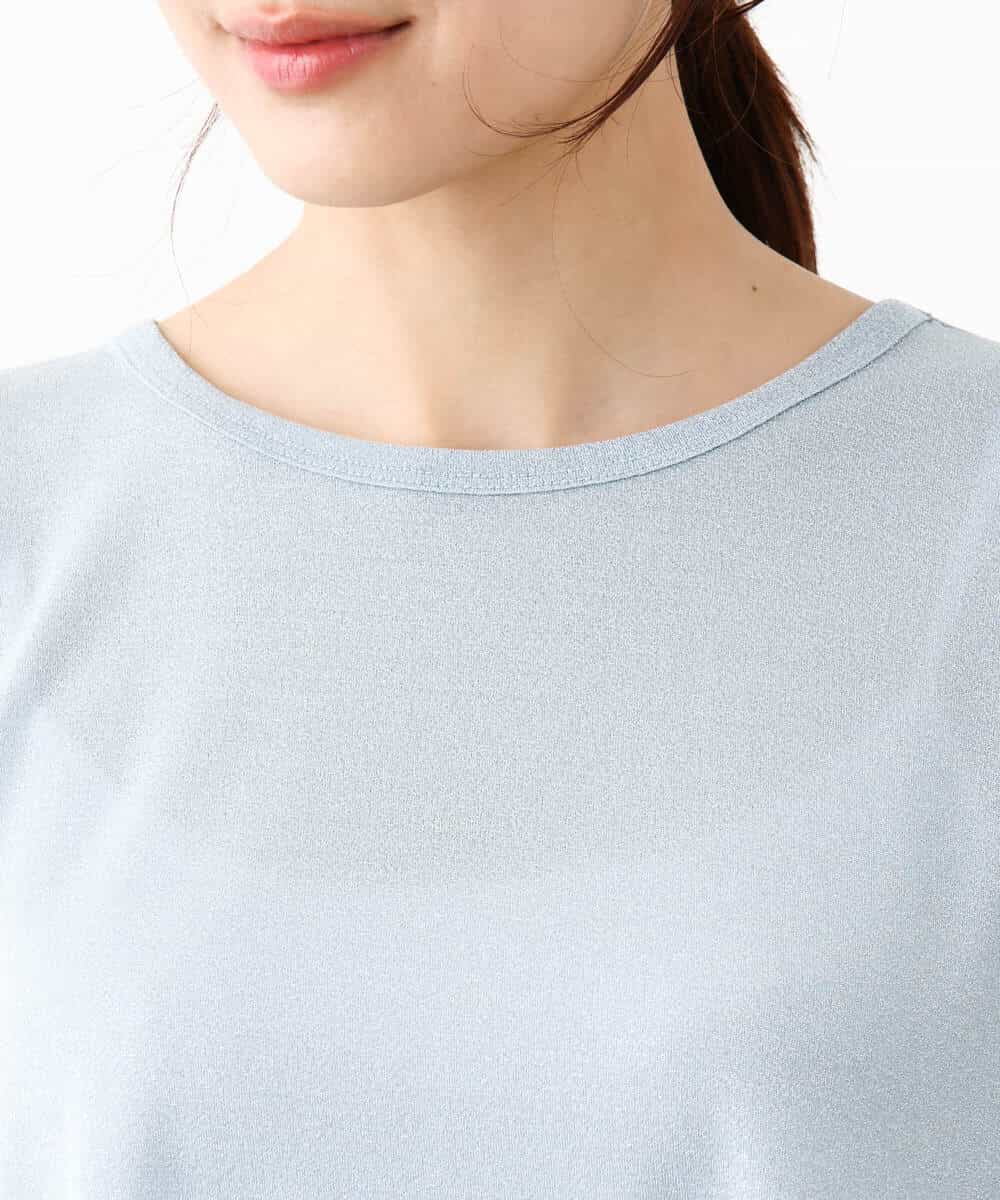 FKKIV72110 MK MICHEL KLEIN(MK ミッシェルクラン) ジャージーラメTシャツ/洗える ライトブルー