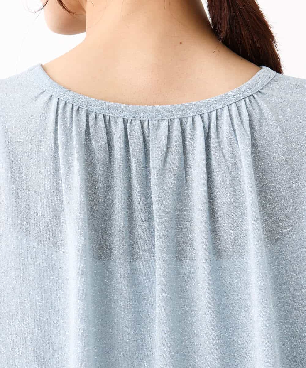 FKKIV72110 MK MICHEL KLEIN(MK ミッシェルクラン) ジャージーラメTシャツ/洗える ライトブルー
