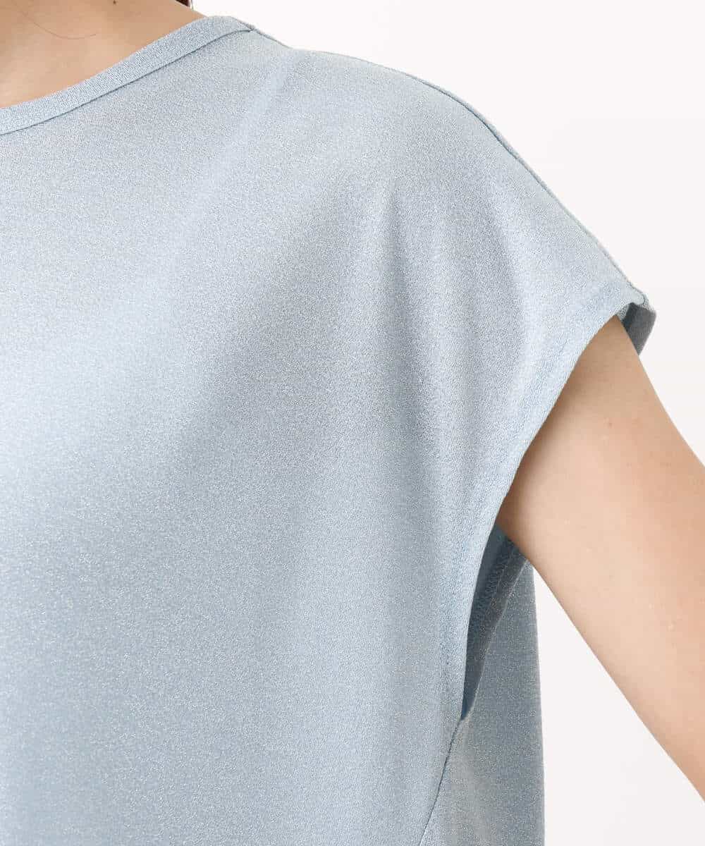 FKKIV72110 MK MICHEL KLEIN(MK ミッシェルクラン) ジャージーラメTシャツ/洗える ライトブルー