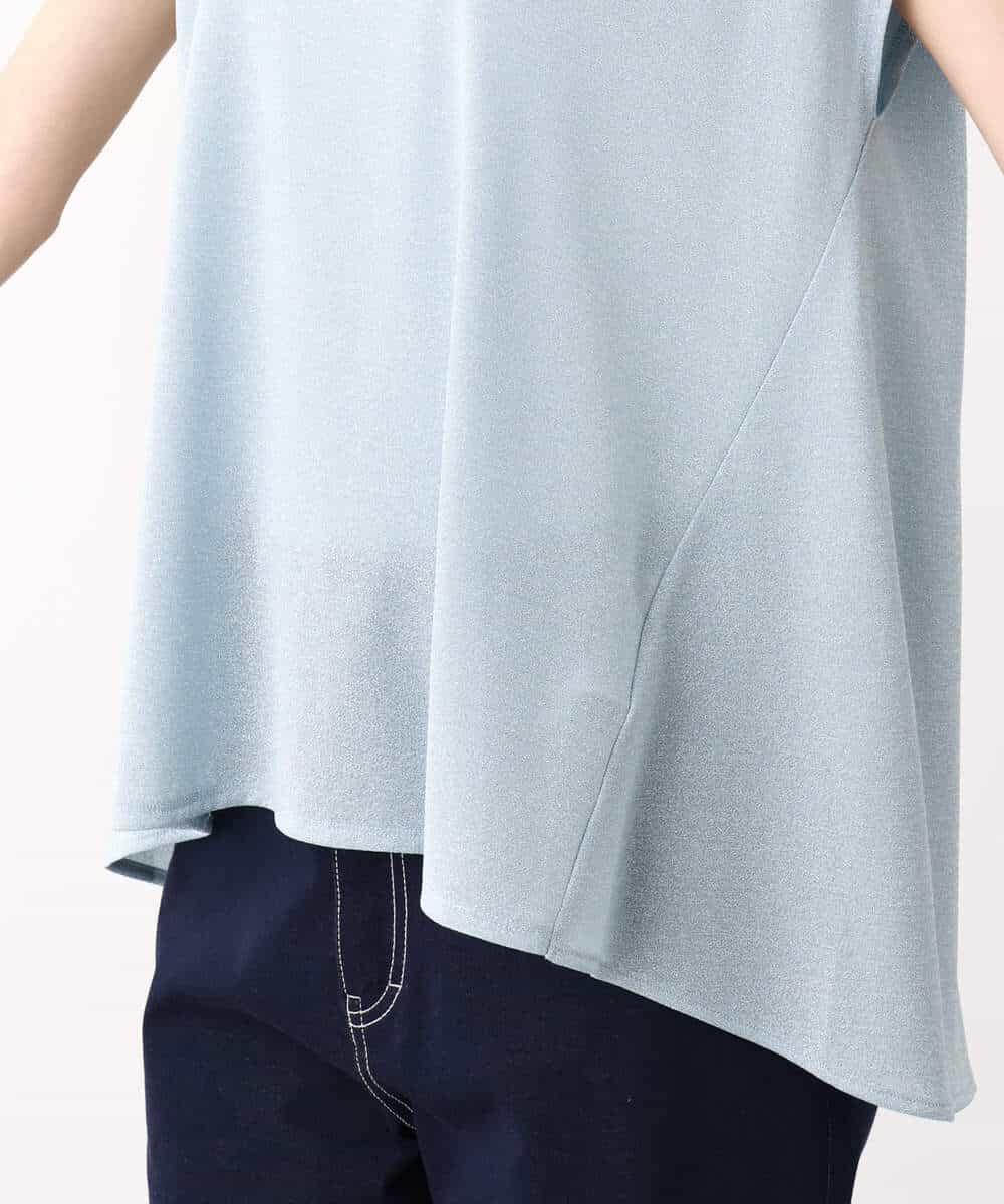 FKKIV72110 MK MICHEL KLEIN(MK ミッシェルクラン) ジャージーラメTシャツ/洗える ライトブルー