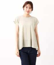 FKKIV72110 MK MICHEL KLEIN(MK ミッシェルクラン) ジャージーラメTシャツ/洗える ライトブルー