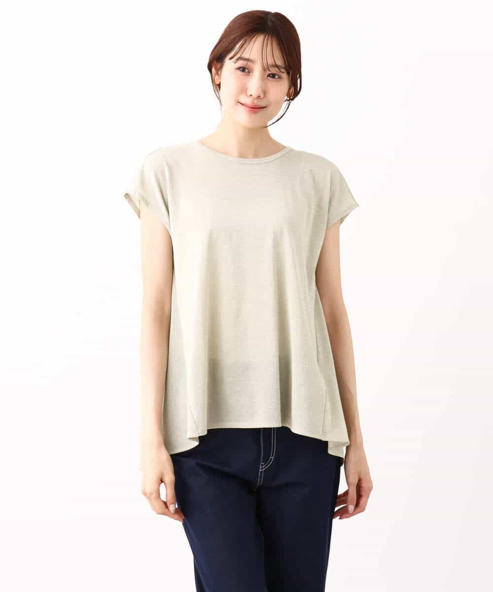 FKKIV72110 MK MICHEL KLEIN(MK ミッシェルクラン) ジャージーラメTシャツ/洗える ライトブルー