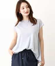 FKKIV72110 MK MICHEL KLEIN(MK ミッシェルクラン) ジャージーラメTシャツ/洗える シルバー