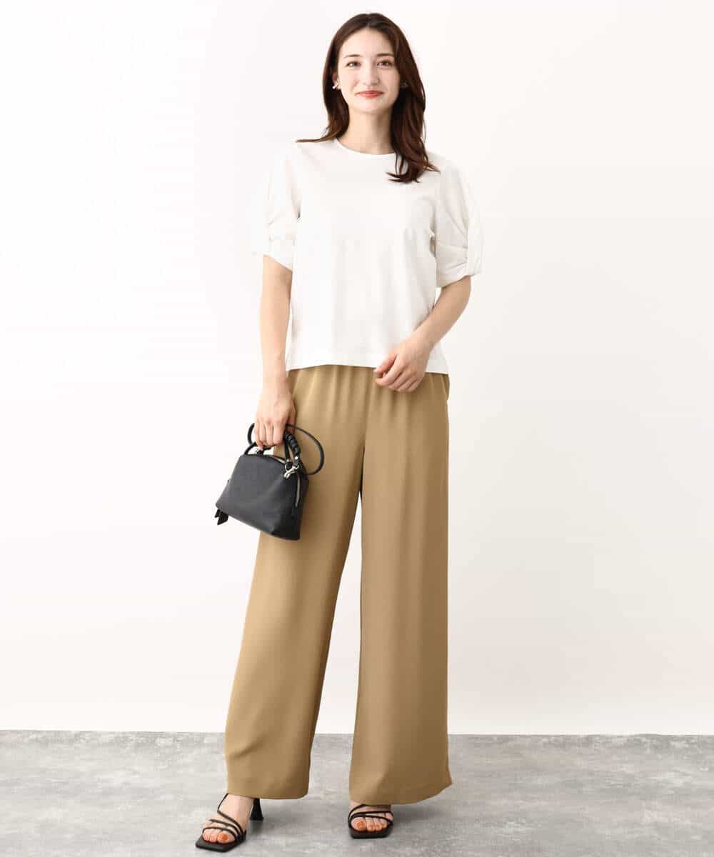 FKKIV73110 MK MICHEL KLEIN(MK ミッシェルクラン) ツイストスリーブカットソー/洗える ターコイズブルー