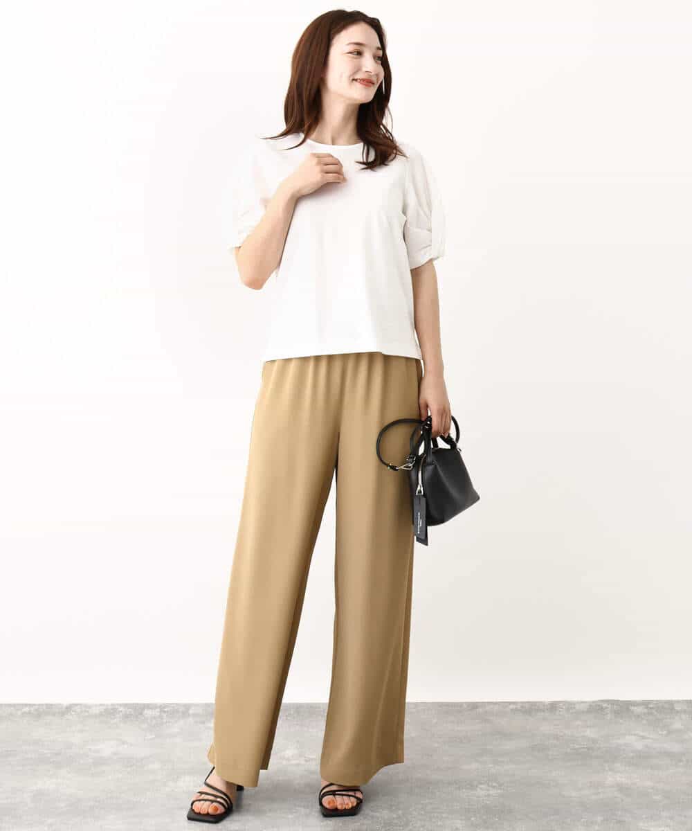 FKKIV73110 MK MICHEL KLEIN(MK ミッシェルクラン) ツイストスリーブカットソー/洗える ターコイズブルー