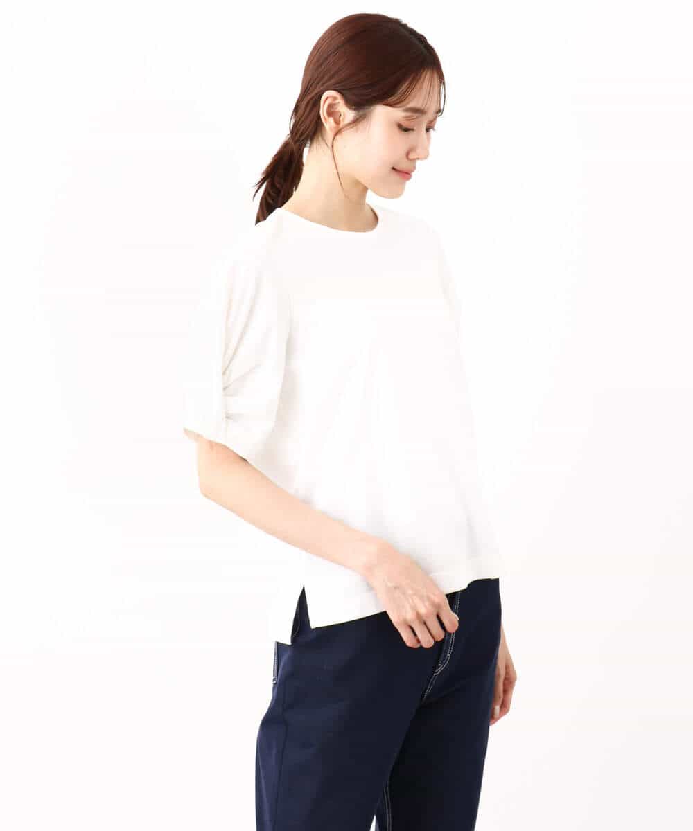 FKKIV73110 MK MICHEL KLEIN(MK ミッシェルクラン) ツイストスリーブカットソー/洗える ターコイズブルー