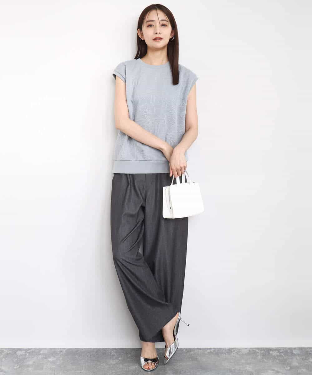 FKKJA23100 MK MICHEL KLEIN(MK ミッシェルクラン) フクレジャガードノースリーブトップス/洗える グレー