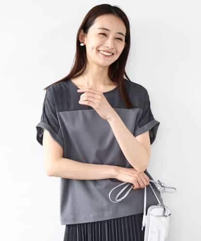 FKKJA71120 MK MICHEL KLEIN シアーチェック切替えカットソー/洗える