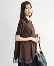 FKKJD21110 MK MICHEL KLEIN(MK ミッシェルクラン) [洗える]イレヘムレースデザインカットソー ブラウン