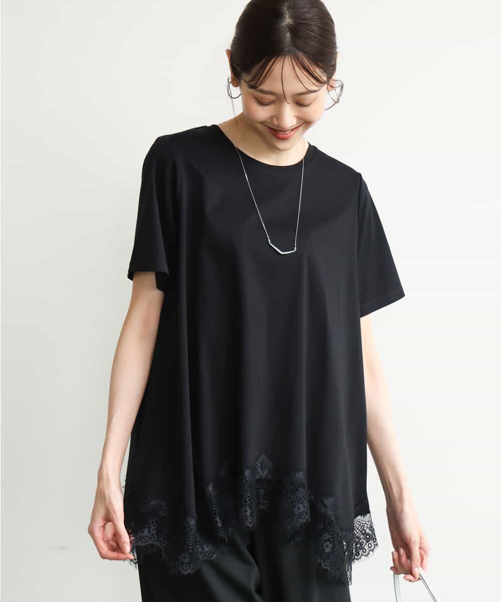 FKKJD21110 MK MICHEL KLEIN(MK ミッシェルクラン) [洗える]イレヘムレースデザインカットソー ブラック