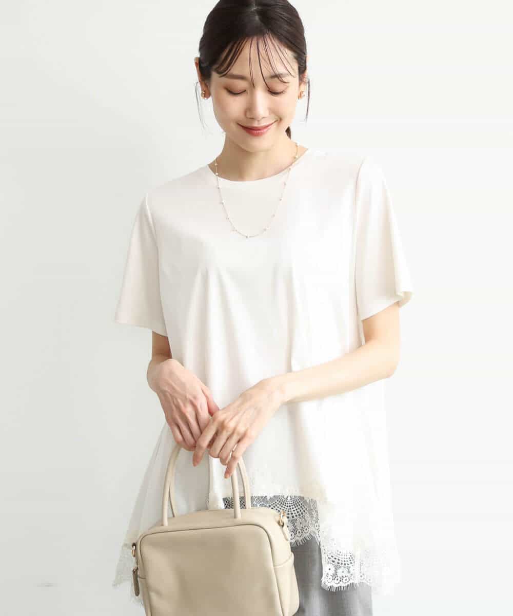 FKKJD21110 MK MICHEL KLEIN(MK ミッシェルクラン) [洗える]イレヘムレースデザインカットソー ブラック