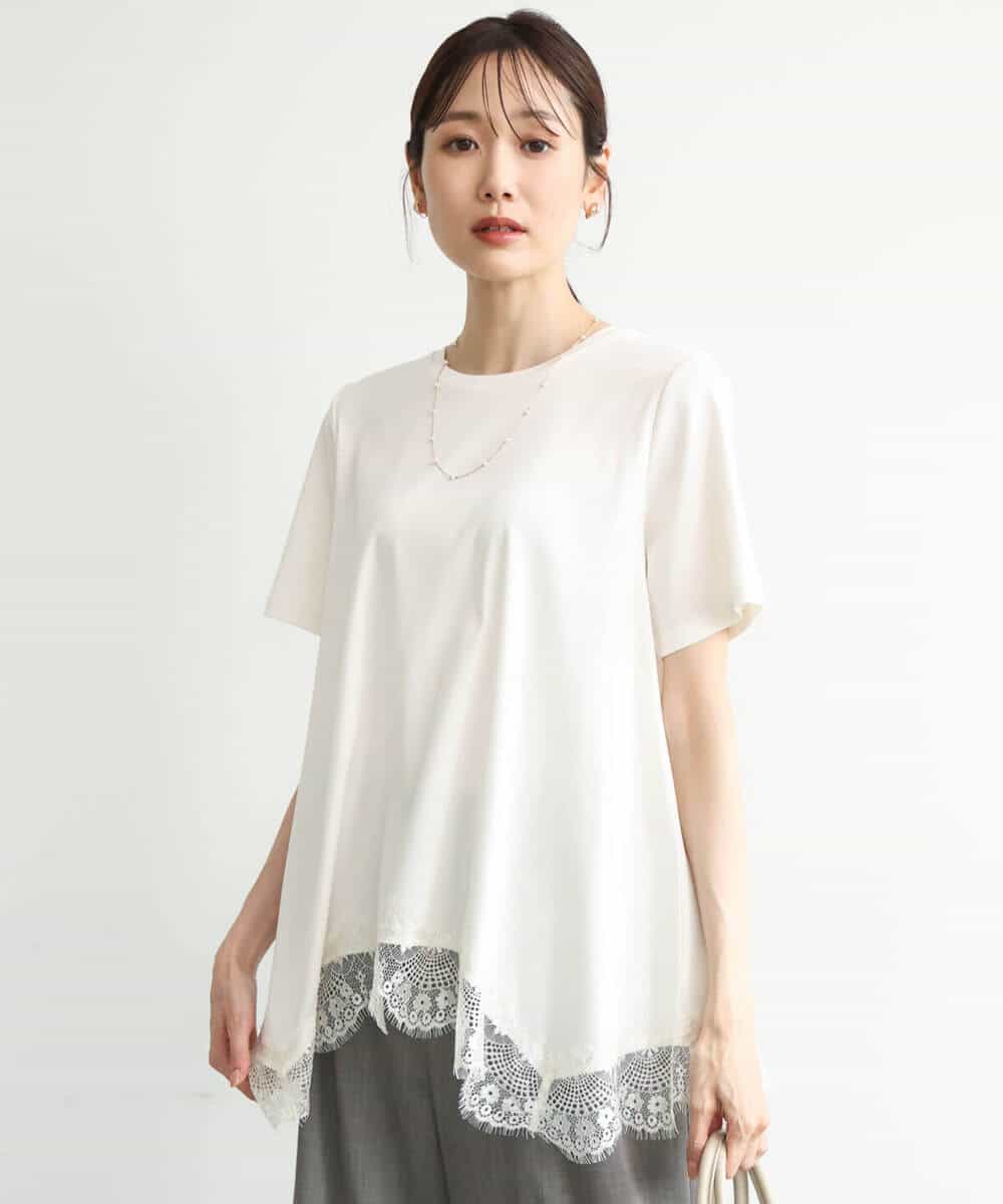 FKKJD21110 MK MICHEL KLEIN(MK ミッシェルクラン) [洗える]イレヘムレースデザインカットソー ブラック