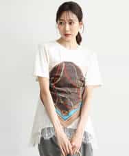 FKKJD21110 MK MICHEL KLEIN(MK ミッシェルクラン) [洗える]イレヘムレースデザインカットソー ブラック