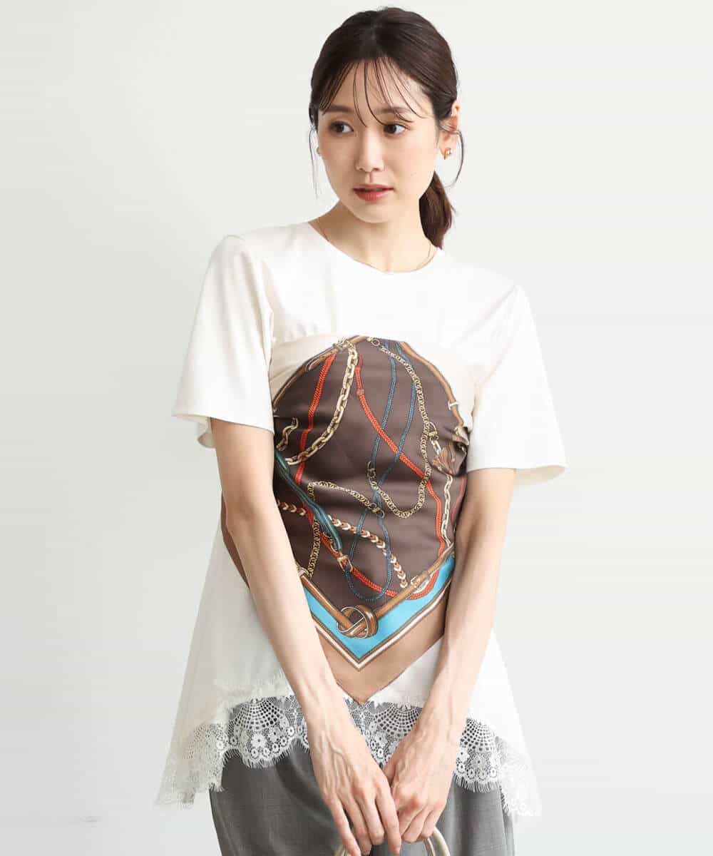 FKKJD21110 MK MICHEL KLEIN(MK ミッシェルクラン) [洗える]イレヘムレースデザインカットソー ブラック