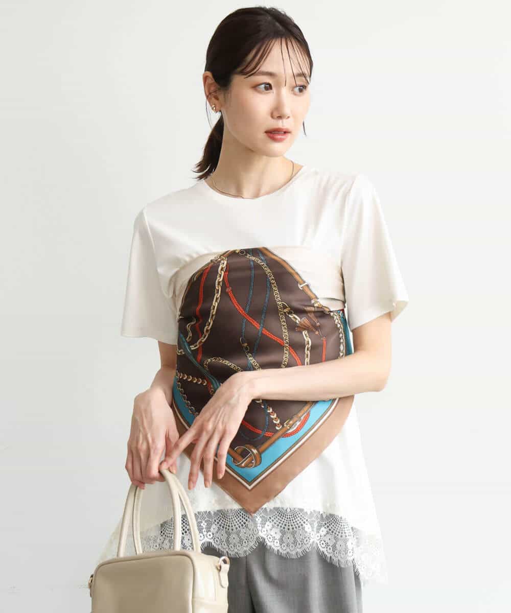 FKKJD21110 MK MICHEL KLEIN(MK ミッシェルクラン) [洗える]イレヘムレースデザインカットソー ブラック