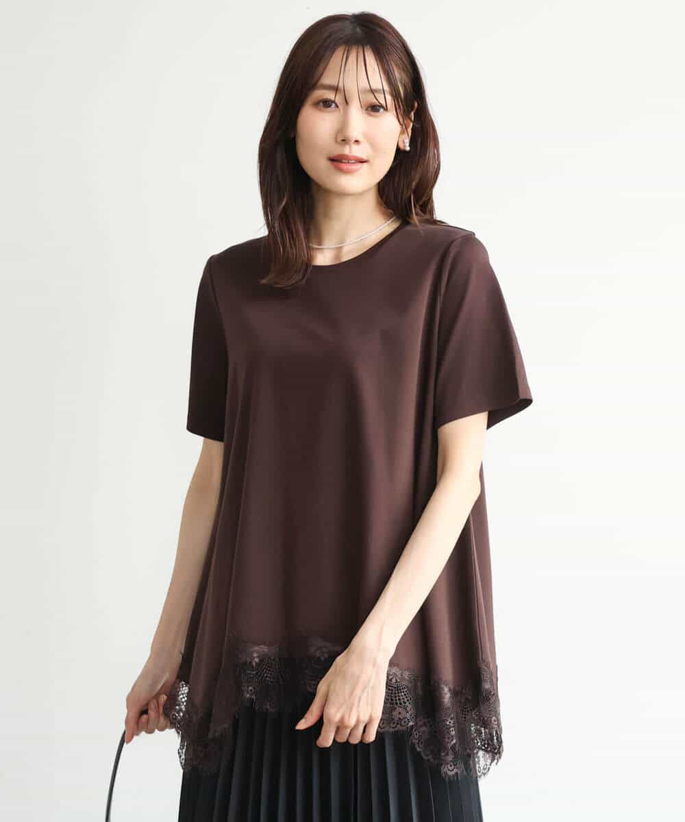 FKKJD21110 MK MICHEL KLEIN(MK ミッシェルクラン) [洗える]イレヘムレースデザインカットソー ブラック