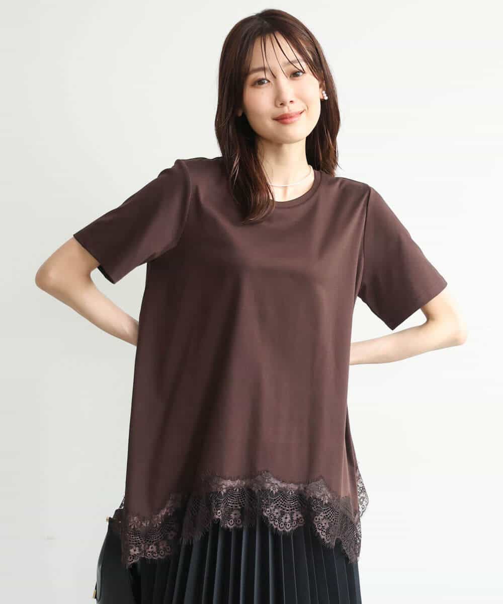 FKKJD21110 MK MICHEL KLEIN(MK ミッシェルクラン) [洗える]イレヘムレースデザインカットソー ブラック