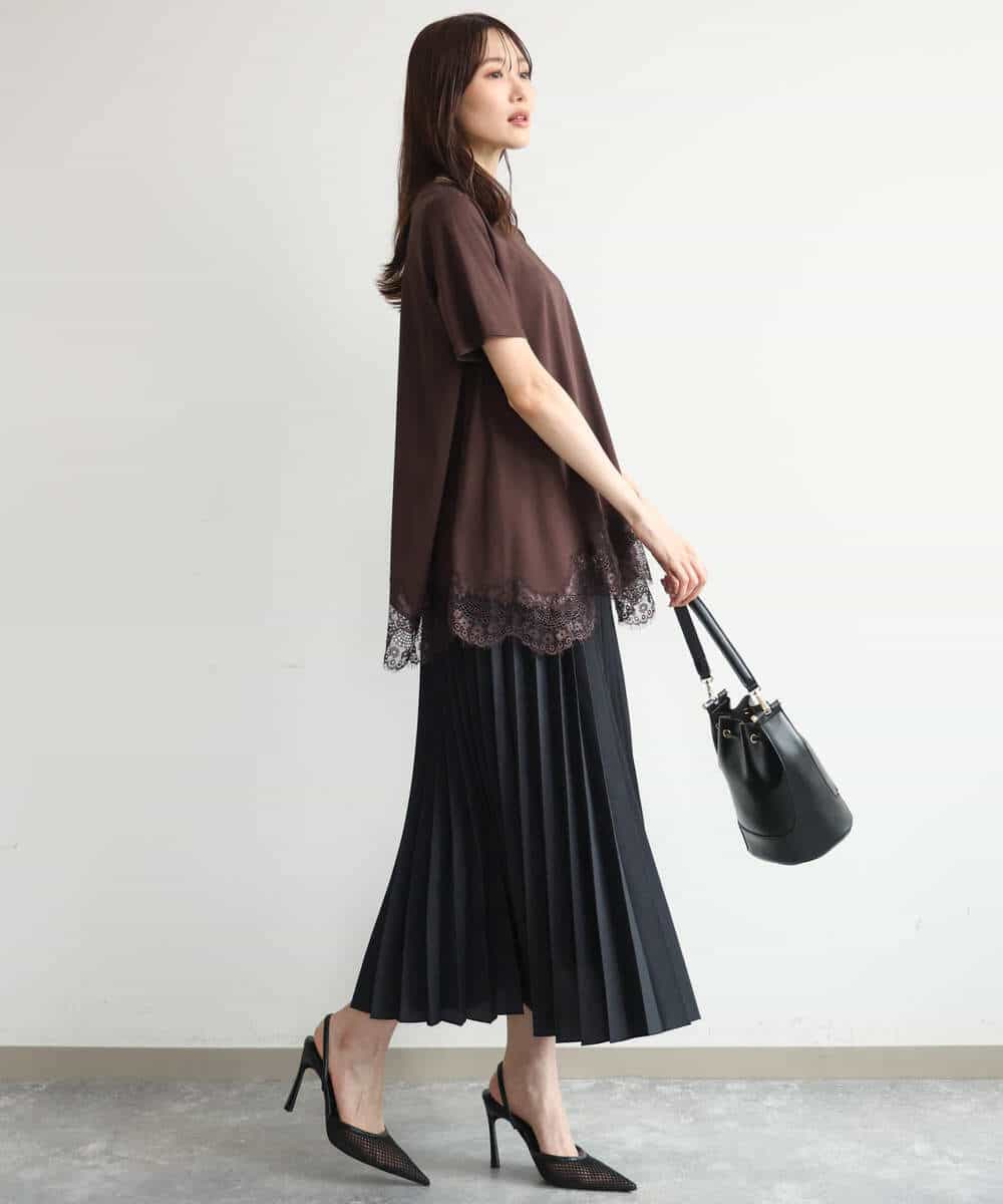 FKKJD21110 MK MICHEL KLEIN(MK ミッシェルクラン) [洗える]イレヘムレースデザインカットソー ブラック