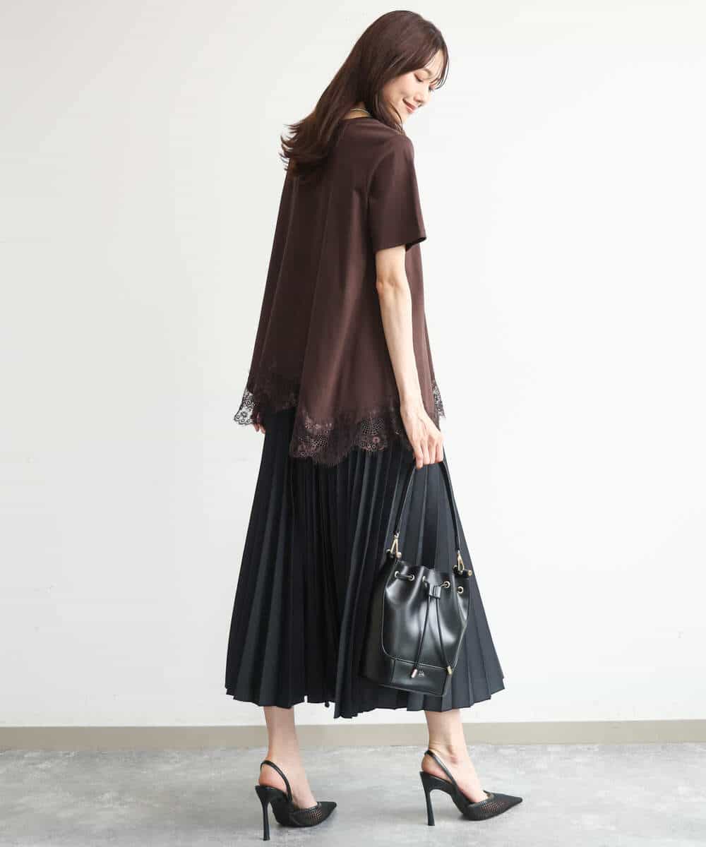 FKKJD21110 MK MICHEL KLEIN(MK ミッシェルクラン) [洗える]イレヘムレースデザインカットソー ブラック