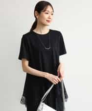FKKJD21110 MK MICHEL KLEIN(MK ミッシェルクラン) [洗える]イレヘムレースデザインカットソー ブラック