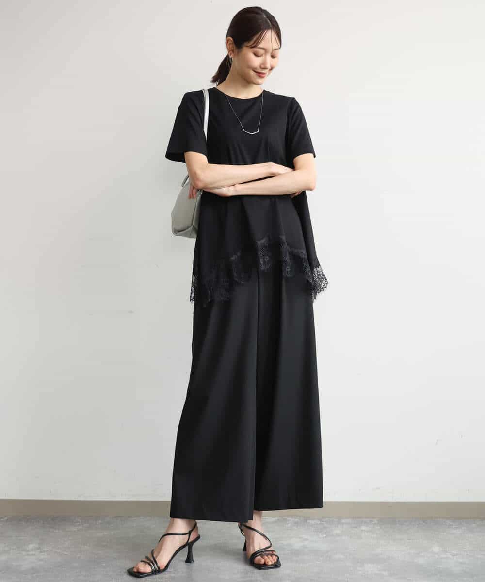 FKKJD21110 MK MICHEL KLEIN(MK ミッシェルクラン) [洗える]イレヘムレースデザインカットソー ブラック