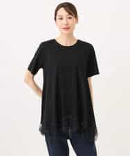 FKKJD21110 MK MICHEL KLEIN(MK ミッシェルクラン) [洗える]イレヘムレースデザインカットソー ブラック