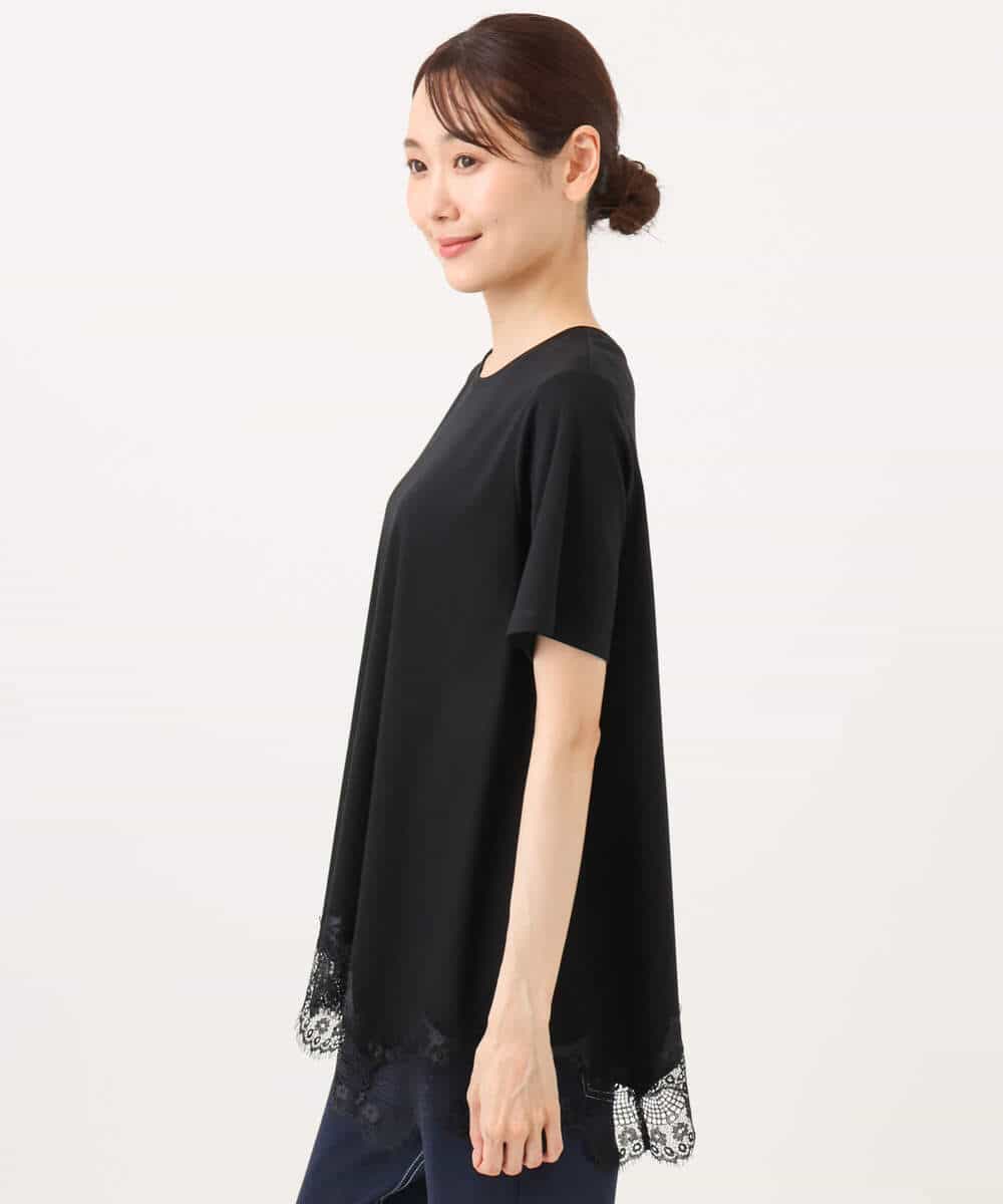 FKKJD21110 MK MICHEL KLEIN(MK ミッシェルクラン) [洗える]イレヘムレースデザインカットソー ブラック